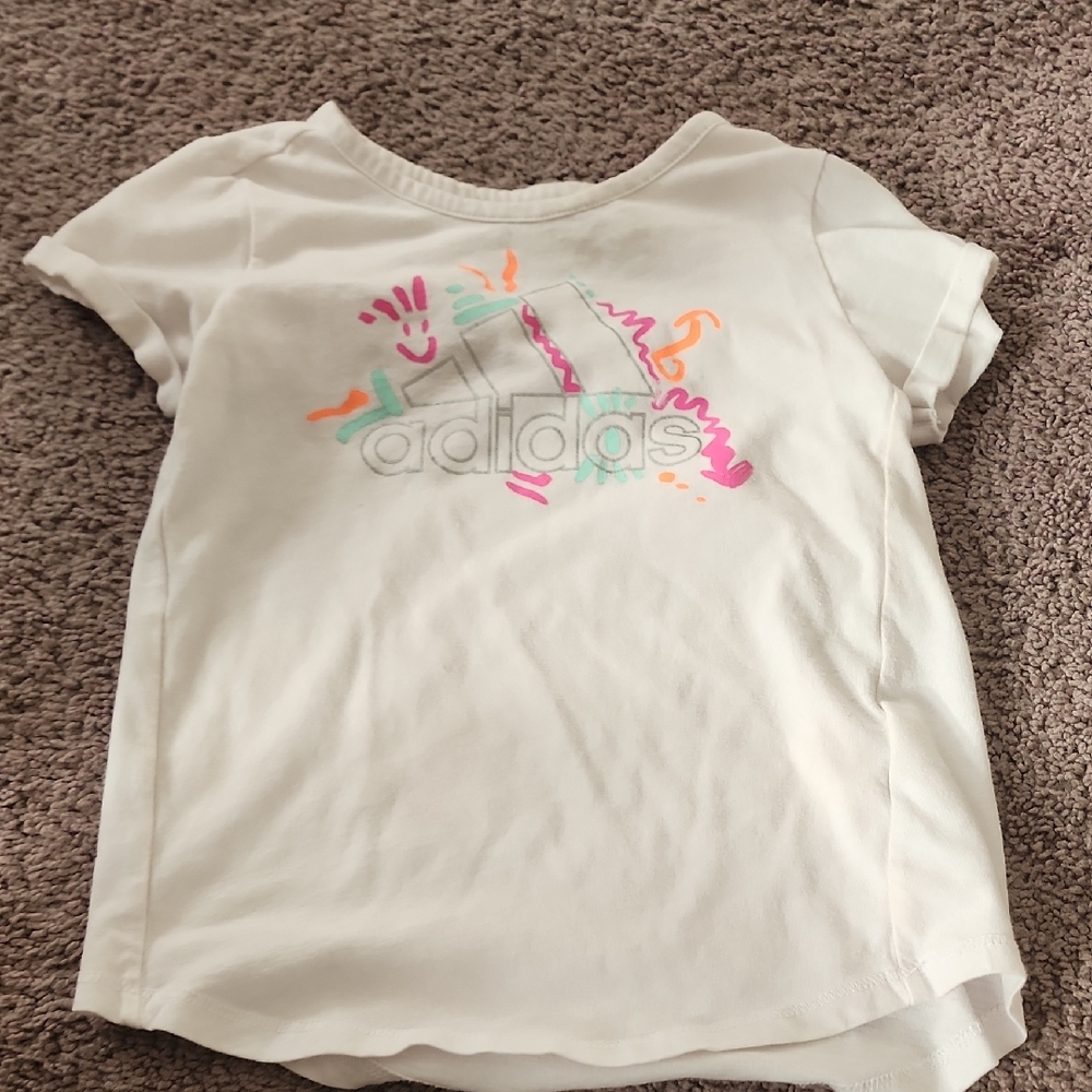 Adidas Kids White Tee with Colorful Graphic